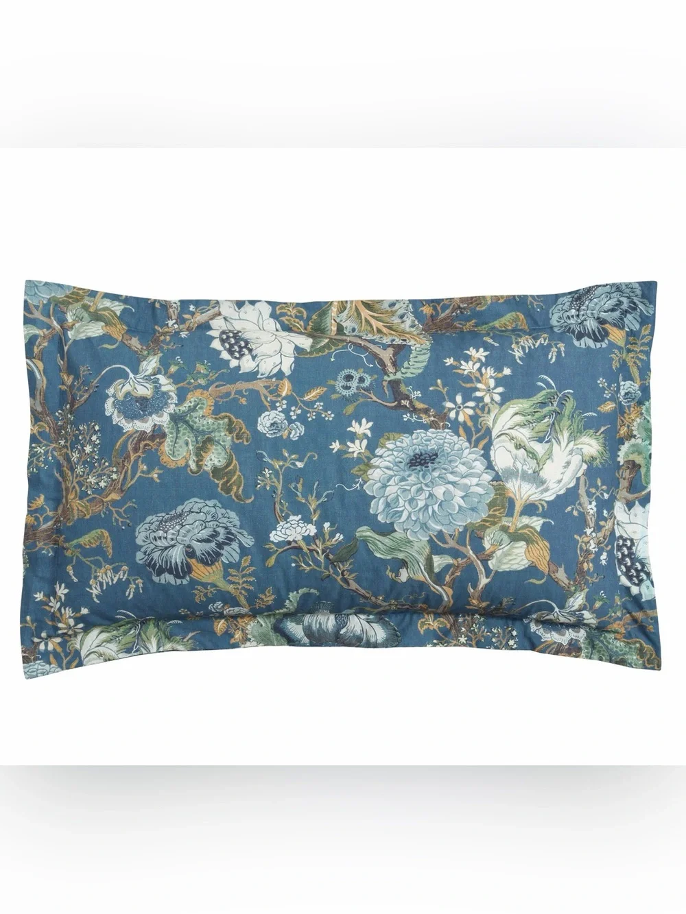 2 Pottery Barn Dahlia Floral Percale KING Pillow Sham Covers Blue Floral NWT